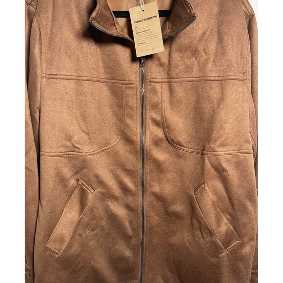 NWT - Manly Mens Brown Cotton-Linen Blend Full-Zip Jacket Sz Lg - Casual - Work - Picture 4 of 6